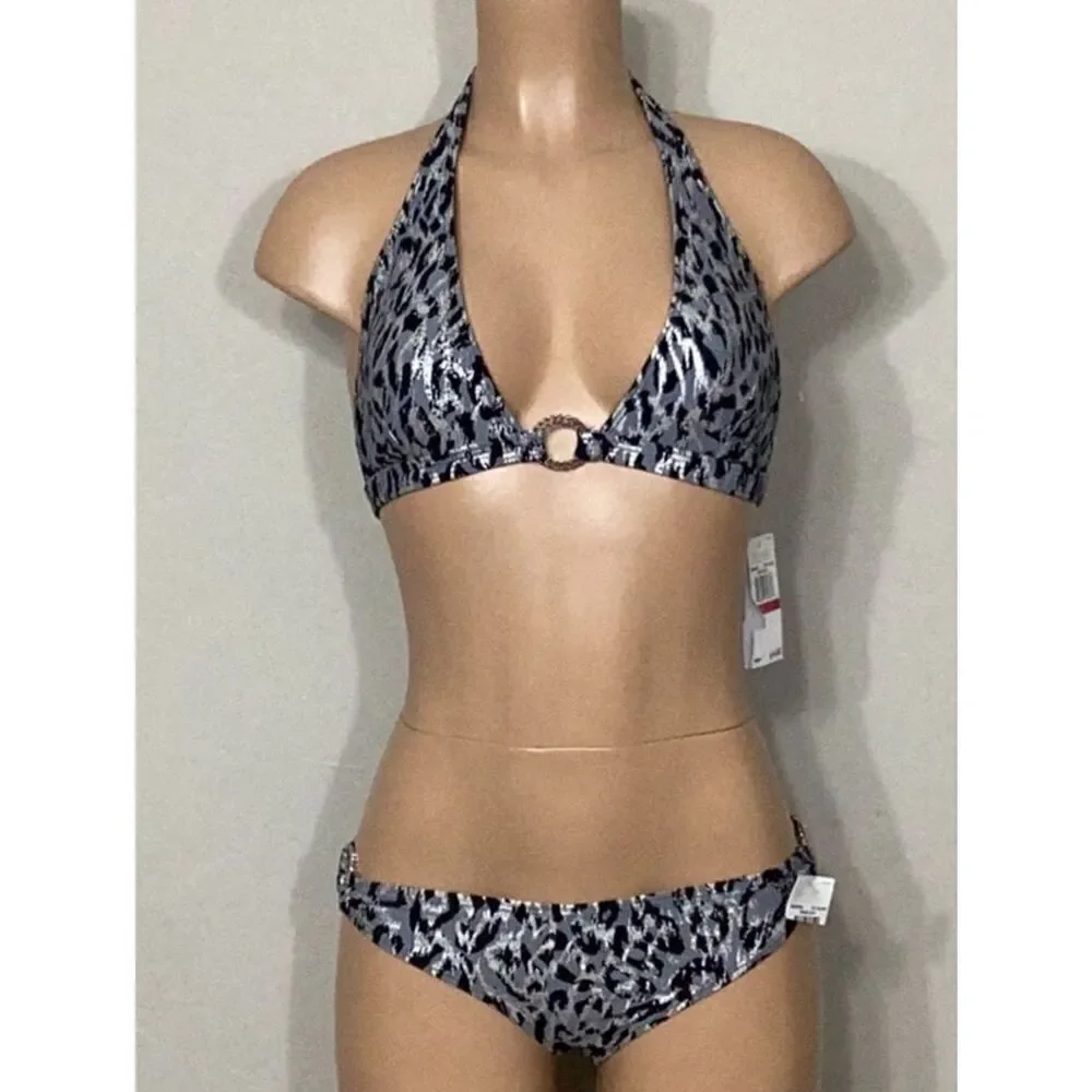 New. Michael Kors frozen Leopard chain ring bikini set. Normally $169. (D)L–top/